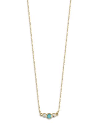 Moon & Meadow - 14K Yellow Gold Turquoise & Diamond Necklace, 16" - Exclusive