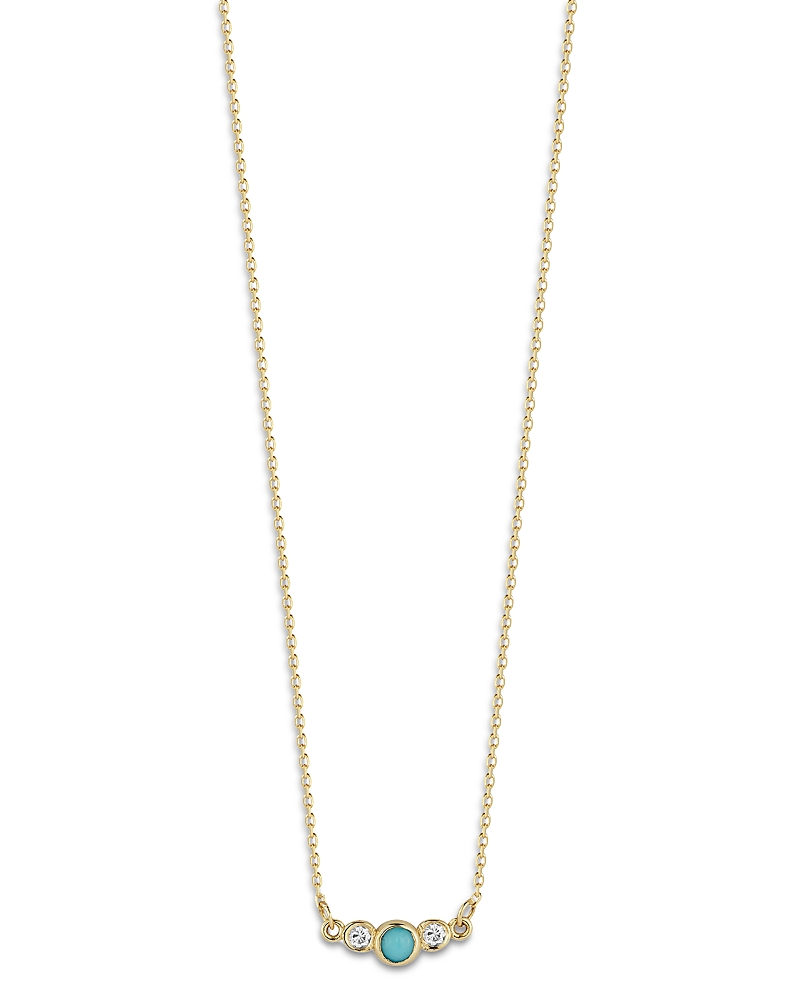 Moon & Meadow 14k Yellow Gold Turquoise & Diamond Necklace, 16 - Exclusive In Blue/gold