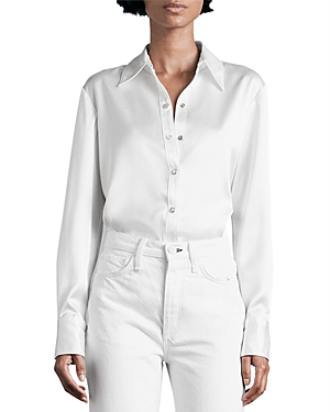 Rag & Bone Antonia Satin Snap-front Shirt In White