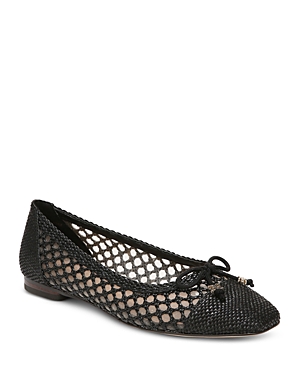 Shop Sam Edelman Women's May Square Toe Bow Accent Openwork Flats In Black