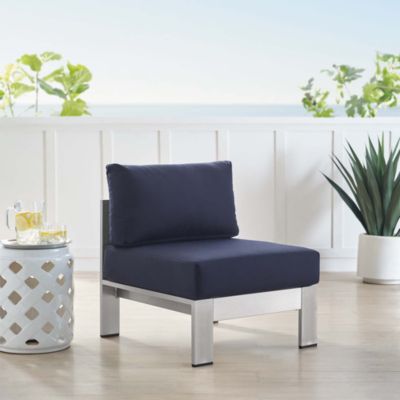  Shore Sunbrella Fabric Aluminum Outdoor Patio Armless Chair