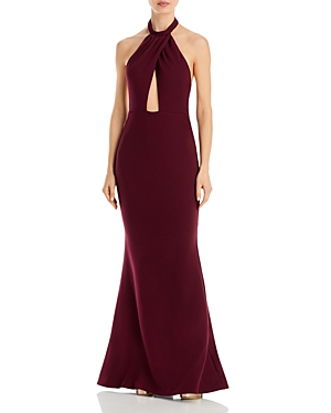 KATIE MAY PETRA CUTOUT HALTER GOWN