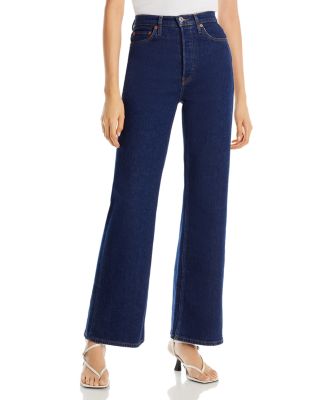 RE/DONE - '70s Ultra High Rise Flared Wide Leg Jeans in Rigid Like