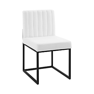 Modway Carriage Channel Tufted Sled Base Upholstered Fabric Dining Chair In Black/white