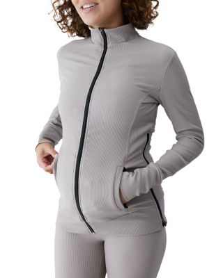 Ribbed Maternity Zip Top