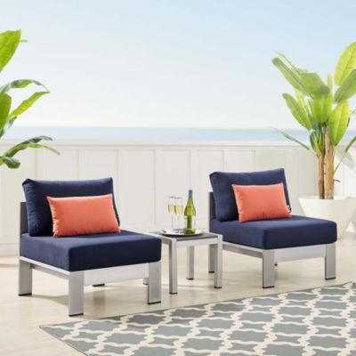 Shore Sunbrella  Fabric Outdoor Patio Aluminum, Set of 3