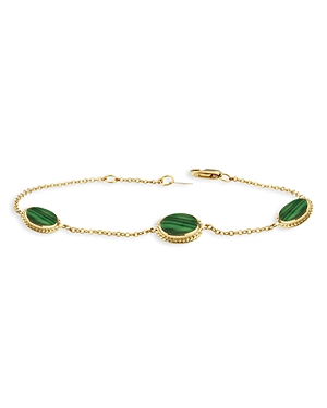 Bloomingdale's Malachite Station Bracelet In 14k Yellow Gold - 100% Exclusive In Green/gold