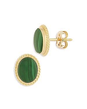 Bloomingdale's Malachite Stud Earrings In 14k Yellow Gold - 100% Exclusive In Green/gold