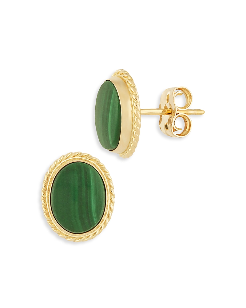 Bloomingdale's Fine Collection Malachite Stud Earrings in 14K Yellow Gold