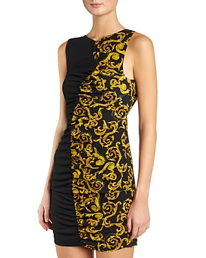 Versace Jeans Couture Woman Mini Dress Black Size 14 Polyester In Black/gold