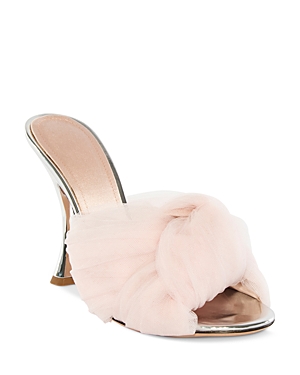 Giambattista Valli Maxi Tulle Mirror Mule Sandals In Quartz Rose