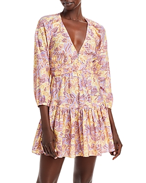 A.l.c Isla V Neck Tiered Dress In Canary/iris Multi