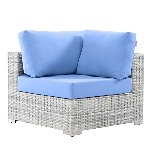 Modway Convene Outdoor Patio Corner Chair In Light Gray & Light Blue In Light Gray/blue