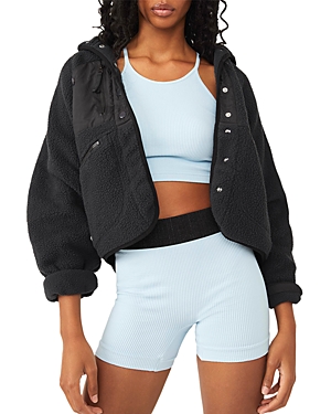 Free People Hit The Slopes Fleece Jacket In Black