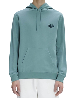 Apc Marvin Organic Cotton Hoodie In Vert Gris