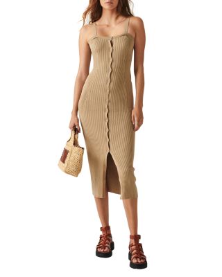 Ba sh Ba Sh Chaeri Ribbed Tank Midi Dress In Beige ModeSens