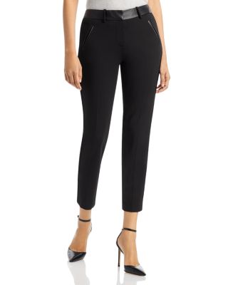 KARL LAGERFELD PARIS - Faux Leather Trim Pants