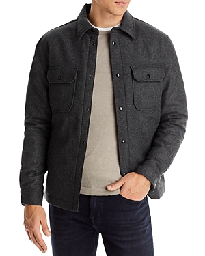 Woolrich Two-pocket Button-up Shirt Jacket In Charcoal Melange