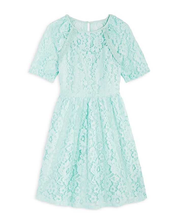 US Angels Girls' Puff Sleeve Lace Dress with Crochet Trim - Big Kid ...