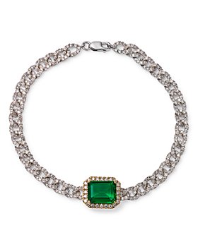 Bloomingdale's - Emerald & Diamond Link Bracelet in 14K White and Yellow Gold - 100% Exclusive