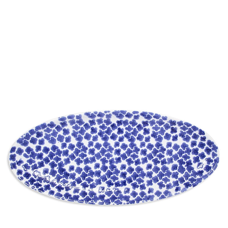 Vietri Santorini Flower Narrow Oval Platter In Blue
