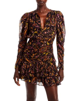 knee length dresses for ladies Primrose Paisley Floral Off the Shoulder Mini Dress main image 1