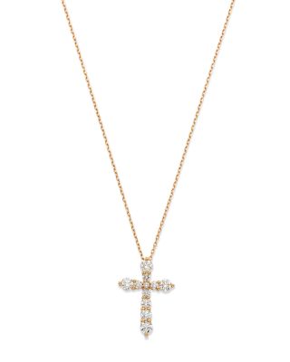 Bloomingdale's Fine Collection - Diamond Cross Pendant Necklace in 14K Yellow Gold, 1.0 ct. t.w. - Exclusive