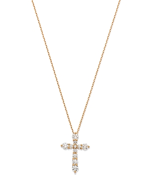 Bloomingdale's Diamond Cross Pendant Necklace In 14k Yellow Gold, 1.0 Ct. T.w. - 100% Exclusive In Yellow/white