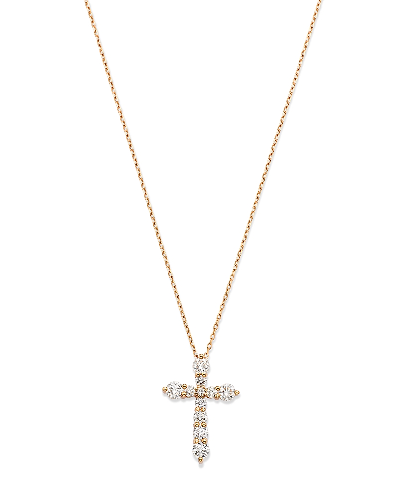 Bloomingdale's Fine Collection Diamond Cross Pendant Necklace in 14K Yellow Gold, 1.0 tcw · OS