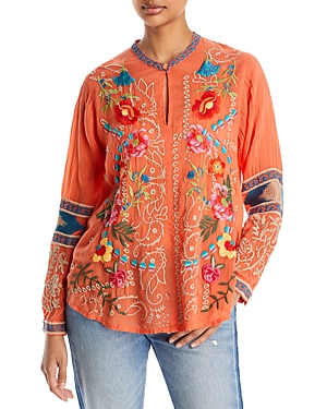 JOHNNY WAS TAMARIND EMBROIDERED BLOUSE