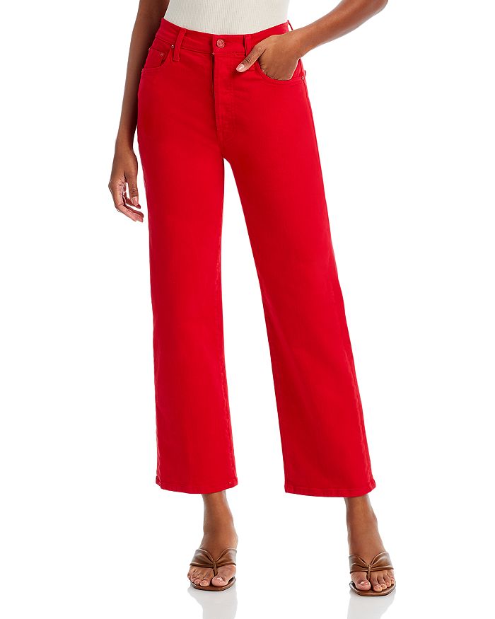 MOTHER The Rambler High Rise Ankle Straight Leg Jeans in Ribbon Red ...