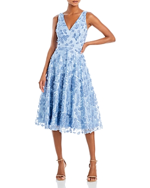 ELIZA J V NECK FIT AND FLARE DRESS