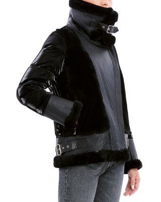 Mel Shearling Panel Down Puffer Coat