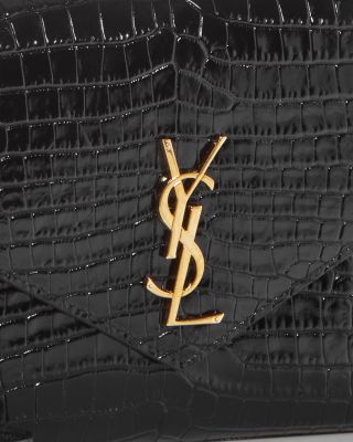 Monogram Croc Embossed Leather Clutch