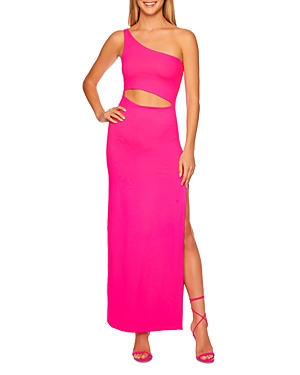 SUSANA MONACO ONE SHOULDER CUTOUT LEG SLIT MAXI DRESS