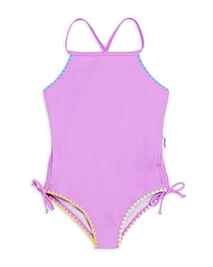 Limeapple Girls' Brooke Geo Embroidered One Piece Swimsuit - Big Kid In Purple