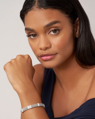 Ceramic & Sterling Silver White Caviar Station Bracelet