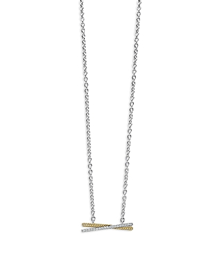 Shop Lagos 18k Gold & Sterling Silver Caviar Lux Diamond Pendant Necklace, 16-18 In Silver/yellow