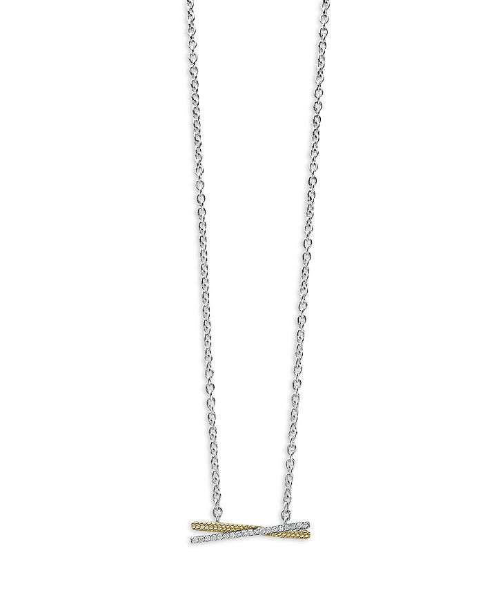 LAGOS - 18K Gold & Sterling Silver Caviar Lux Diamond Pendant Necklace, 16"-18"