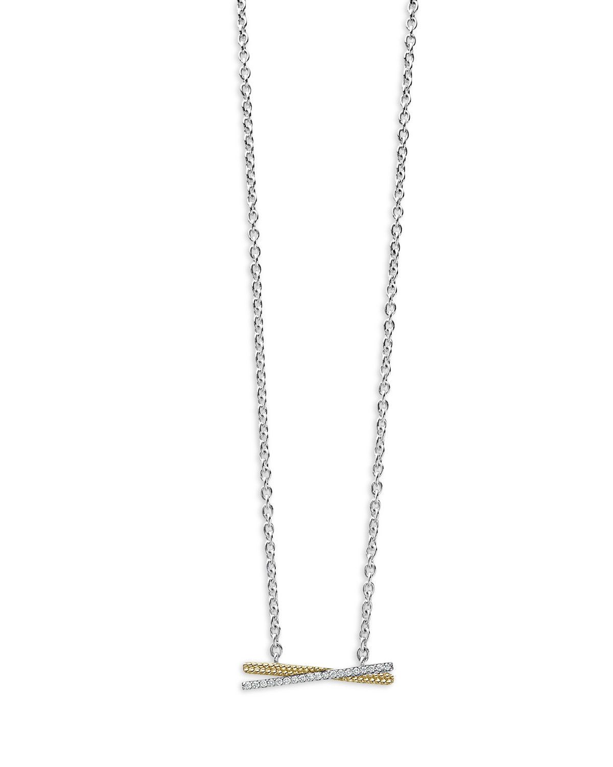 18K Gold & Sterling Silver Caviar Lux Diamond Pendant Necklace, 16"-18"