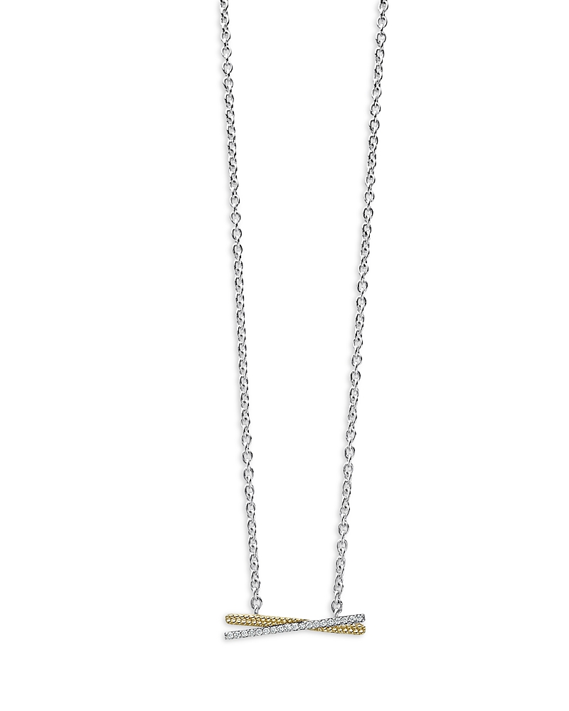 Lagos 18K Gold & Sterling Silver Caviar Lux Diamond Pendant Necklace, 16