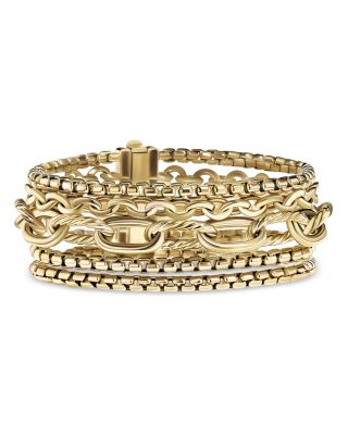 David Yurman - Multi Row Chain Bracelet in 18K Yellow Gold, 29mm