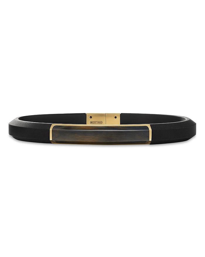 David Yurman - Streamline&reg; ID Black Rubber Bracelet with Pietersite and 18K Yellow Gold