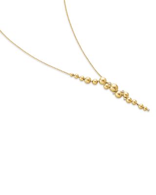 18K Yellow Gold Moonlight Grapes Diamond Bead Lariat Necklace, 17.32"