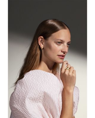 18K Tricolor Gold Fusion Diamond Hoop Earrings