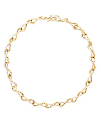 18K Yellow Gold Infinity Diamond Accented Link Collar Necklace, 17.91" 