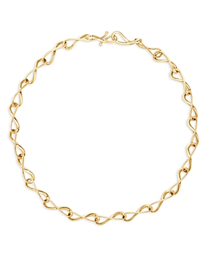 18K Yellow Gold Infinity Diamond Accented Link Collar Necklace, 17.91