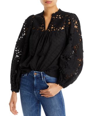 aqua lace tassel top