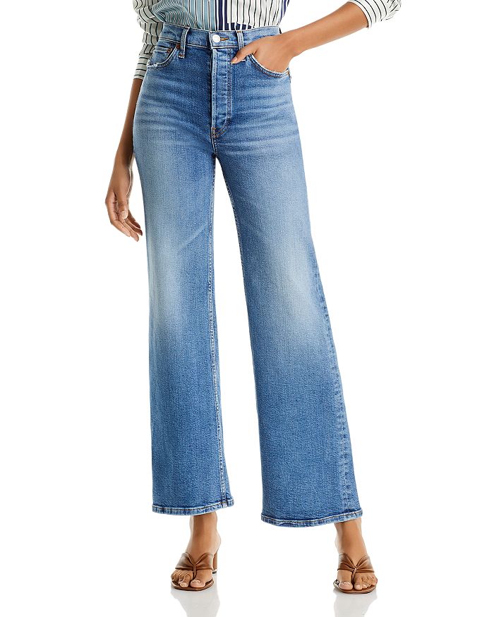 70s high-rise wide jeans in blue - Re Done