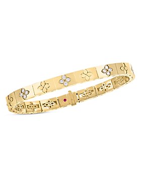 Roberto Coin - 18K Yellow Gold Love in Verona Diamond Flower Link Bracelet